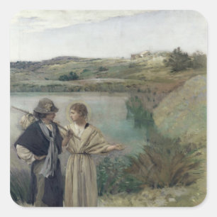 Tobias en de Archangel Raphael Vierkante Sticker