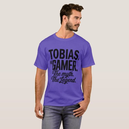 Tobiashe Gamerhe Mythhe Legendobias Name Funny Gam T-shirt (Voorkant volledig)