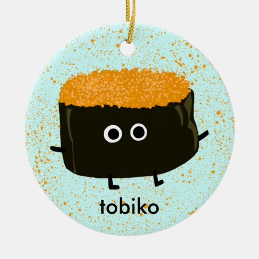 Tobiko Sushi | Kerstfeestdag in Roe Kawaii Keramisch Ornament (Voorkant)