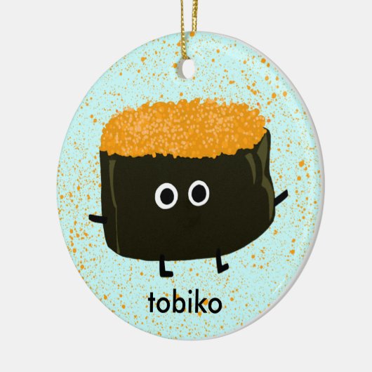 Tobiko Sushi | Kerstfeestdag in Roe Kawaii Keramisch Ornament (Links)
