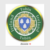 Tobin Irish Shield/Celtic Cross Personalized Sticker (Vel)