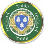 Tobin Irish Shield/Celtic Cross Personalized Sticker (Voorkant)