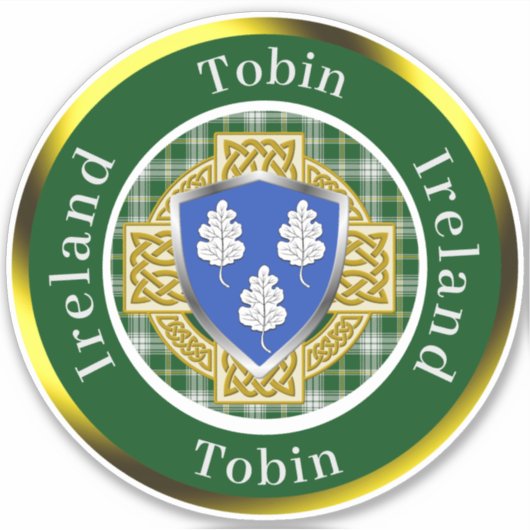 Tobin Irish Shield/Celtic Cross Personalized Sticker (Voorkant)