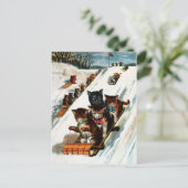  toboggan-katten briefkaart (Staand voorkant)