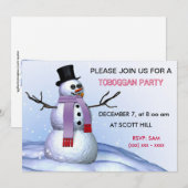 Toboggan Party Invitation Kaart (Voorkant / Achterkant)