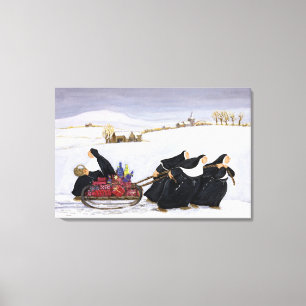 Tobogganing 2 canvas afdruk