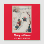 "Tobogganing"-chromolithograaf — kerstfeestdag (Voorkant)