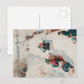 "Tobogganing", Chromolithograph, Louis Prang & Co. Briefkaart (Voorkant / Achterkant)