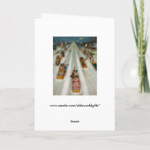 Toboggans op een winternacht feestdagen kaart (Achterkant)