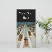 Toboggans op een winternacht feestdagenkaart (Staand voorkant)