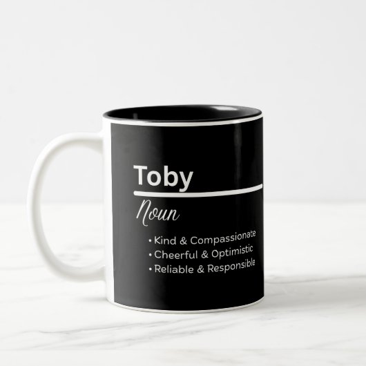 Toby Boy Name Definition Personalized Mug Tweekleurige Koffiemok (Links)