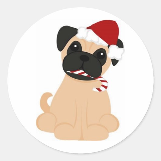 Toby de Pug Ronde Stickers (Voorkant)