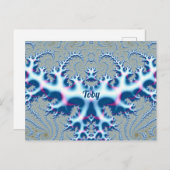 TOBY ~ Icy White en Blue 3D Fractal Design ~ Briefkaart (Voorkant / Achterkant)