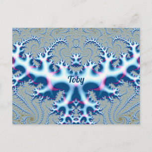 TOBY ~ Icy White en Blue 3D Fractal Design ~ Briefkaart