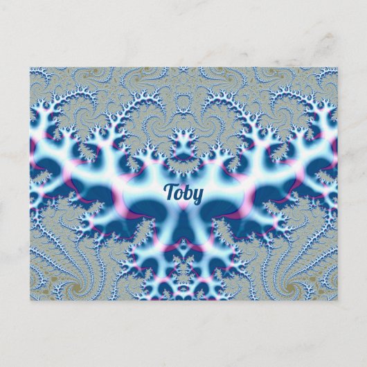 TOBY ~ Icy White en Blue 3D Fractal Design ~ Briefkaart (Voorkant)