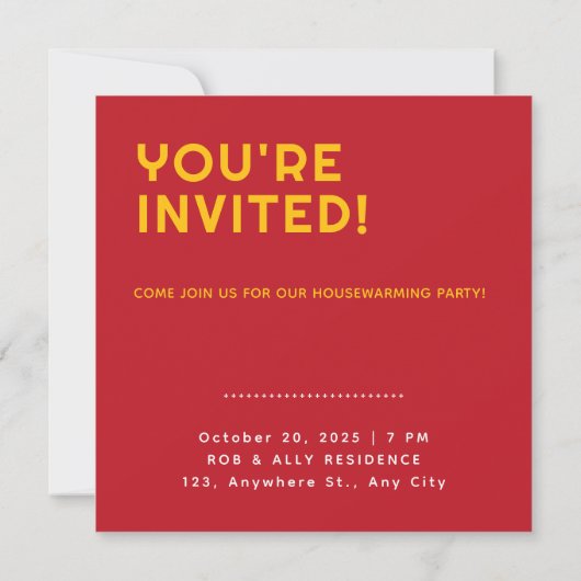 TOC! - Funny Cat Housewarming Invitation Kaart (Achterkant)
