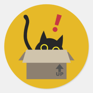 TOC! Grappige kat in een doos Housewarming Sticker