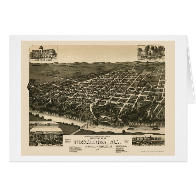Tocaloosa, AL Panoramische Kaart - 1887 (Voorkant Horizontaal)