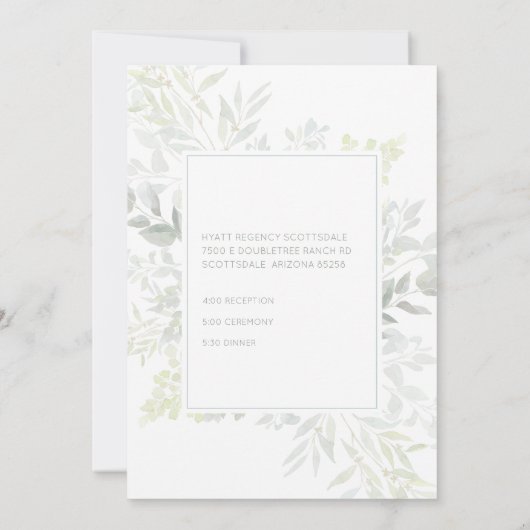 Tocany Eucalyptus Greenery Wedding Invitation Kaart (Achterkant)
