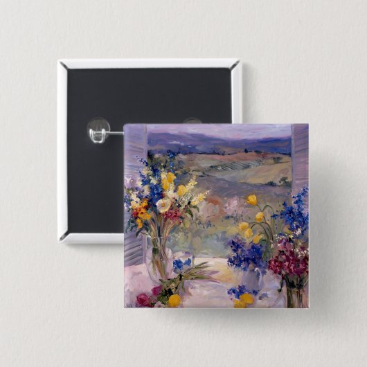 Tocany Floral Vierkante Button 5,1 Cm (Voorkant /achterkant)