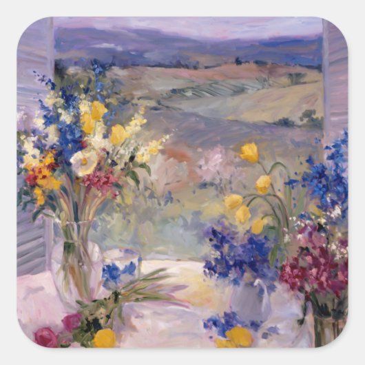 Tocany Floral Vierkante Sticker (Voorkant)