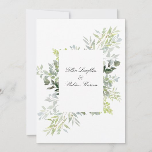 Tocany Greenery Wedding Kaart (Achterkant)