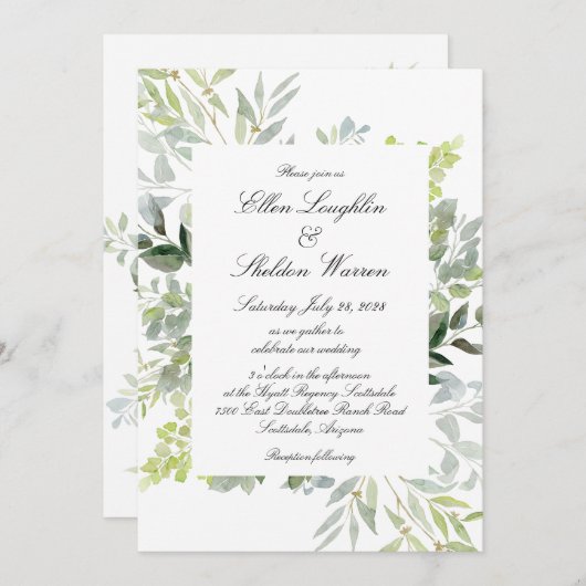 Tocany Greenery Wedding Kaart (Voorkant / Achterkant)