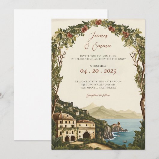 Tocany Wedding | Italië Weddenschap | Meer Como Kaart (Voorkant / Achterkant)