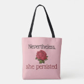 Toch bleef ze chic roze roos aanhouden tote bag (Achterkant)