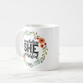 Toch bleef ze een leuke meme houden koffiemok (Voorkant links)