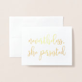 Toch bleef ze volharden | Goud Folie Kaarten (Voorkant met envelop)