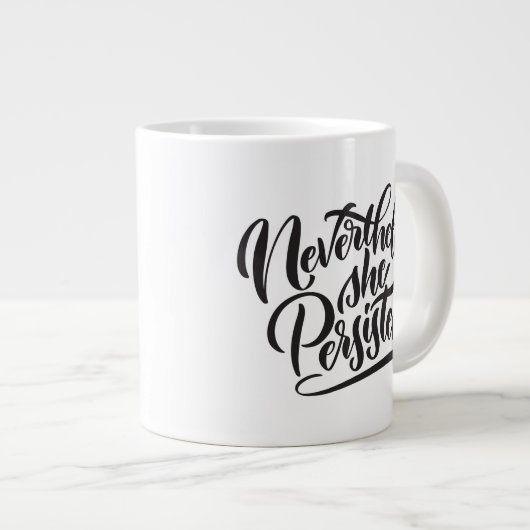 Toch hield ze een dubbelzijdige Jumbo Mok aan (Voorkant rechts)