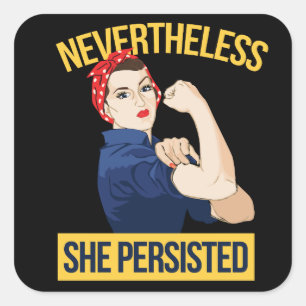 toch hield ze vol vierkante sticker