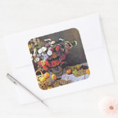 Toch leven, bloemen en fruit, mooie kunst.. vierkante sticker (Envelop)