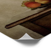 Toch leven, zonnebloemen in Vase, fruit in Bowl Poster (Hoek)