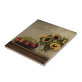 Toch leven, zonnebloemen in Vase, fruit in Bowl Tegeltje (Zijkant)