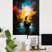 Tocht in het Licht – Expressionistisch Abstract Ri Poster (Thuiskantoor)