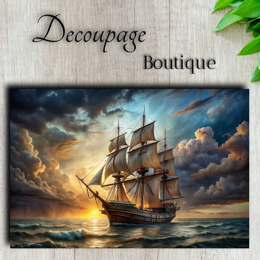 Tocht naar Glorie Majestueus Groot Schip Decoupage Tissuepapier