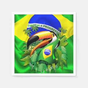 Toco Toucan met Brazilië FlagPaper_Cocktail_Napkin Servet