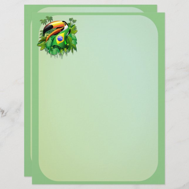 Toco Toucan met Brazilië Vlag Briefhoofd (Voorkant / Achterkant)