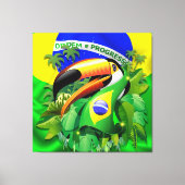 Toco Toucan met Brazilië Vlag Canvas Afdruk (Voorkant)