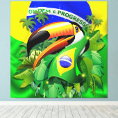 Toco Toucan met Brazilië Vlag Canvas Afdruk (Insitu (Houten vloer))