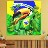 Toco Toucan met Brazilië Vlag Canvas Afdruk (Insitu (Woonkamer))