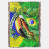 Toco Toucan met Brazilië Vlag Deken (Voorkant Verticaal)
