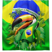Toco Toucan met Brazilië Vlag Douchegordijn (Voorkant)