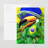 Toco Toucan met Brazilië Vlag Feestdagenkaart (Voorkant / Achterkant)