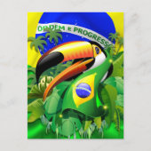 Toco Toucan met Brazilië Vlag Feestdagenkaart (Voorkant)
