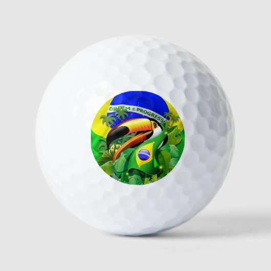 Toco Toucan met Brazilië Vlag Golfballen (Voorkant)