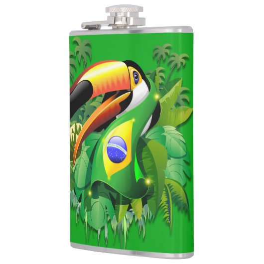 Toco Toucan met Brazilië Vlag Heupfles (Links)