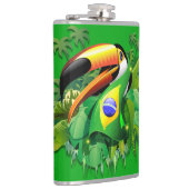 Toco Toucan met Brazilië Vlag Heupfles (Rechts)